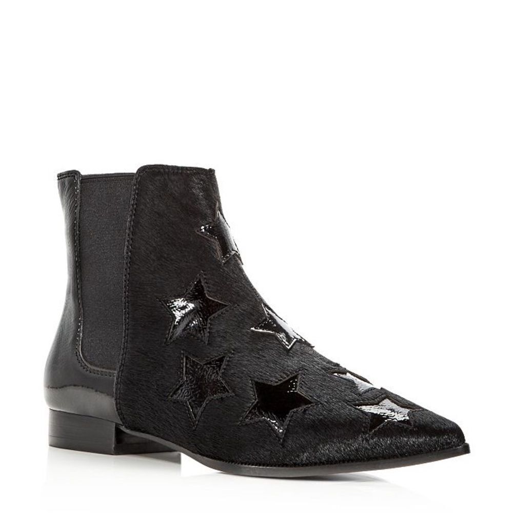 ASH Women's Bliss Calf Hair & Patent Leather Chelsea Booties size 38